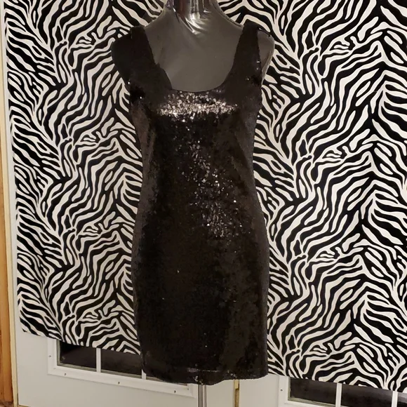3 4 sleeve skater dress black Ritzy Girl Mini Dress Black M main image 1
